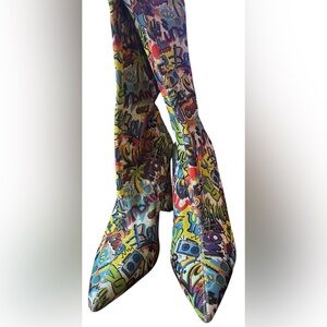 Colorful Graphic Print Boots